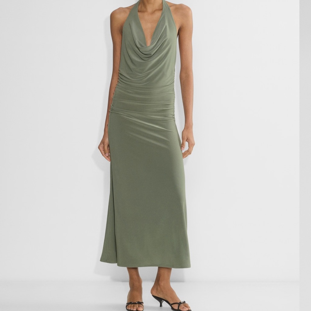 Aritzia Green Sheath Dress Halter Backless